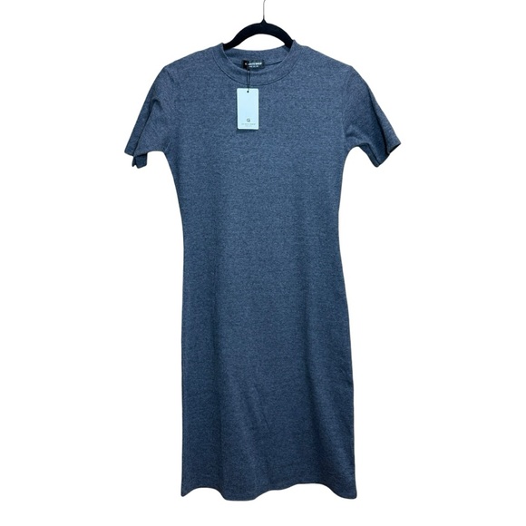 gi-ants shop Dresses & Skirts - GI-ANTS SHOP Gray Ribbed Knit Midi Dress Short Sleeve Bodycon Size US 4 NWT